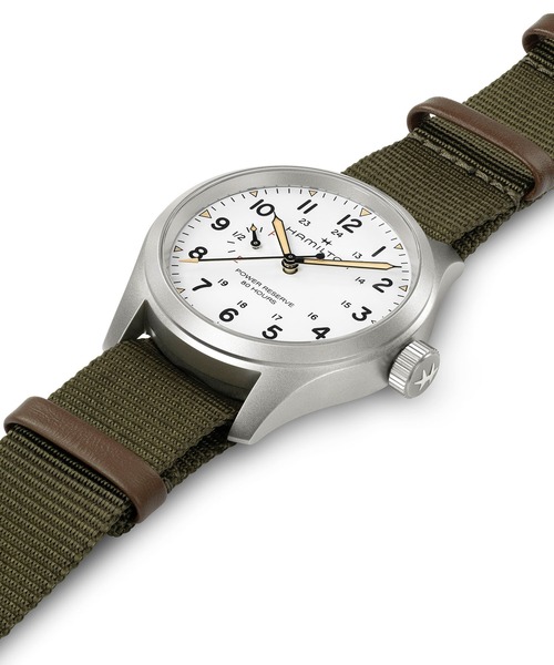 HAMILTON（ハミルトン）の「HAMILTON [ハミルトン] 腕時計 Khaki Field （カーキ フィールド） Power Reserve メカニカル 機械式 40MM ホワイト×グリーン（アナログ腕時計・メンズ・ホワイト・FREE）」の4枚目の写真