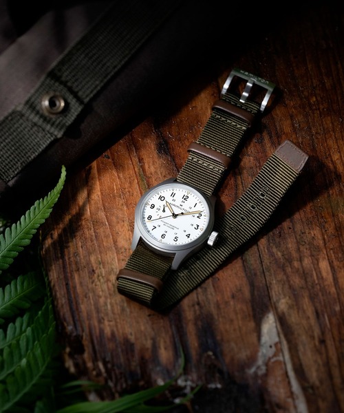 HAMILTON（ハミルトン）の「HAMILTON [ハミルトン] 腕時計 Khaki Field （カーキ フィールド） Power Reserve メカニカル 機械式 40MM ホワイト×グリーン（アナログ腕時計・メンズ・ホワイト・FREE）」の7枚目の写真