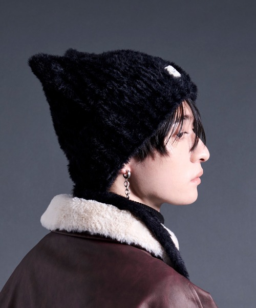 Ellno Loset(エルノロゼット)の「ネコミミニットビーニー(ニットキャップ/ビーニー・メンズ・レッド/ブラック/ホワイト・FREE)」の6枚目の写真