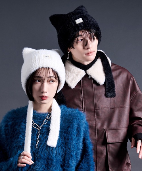 ネコミミニットビーニー（ニットキャップ/ビーニー）｜Ellno Loset