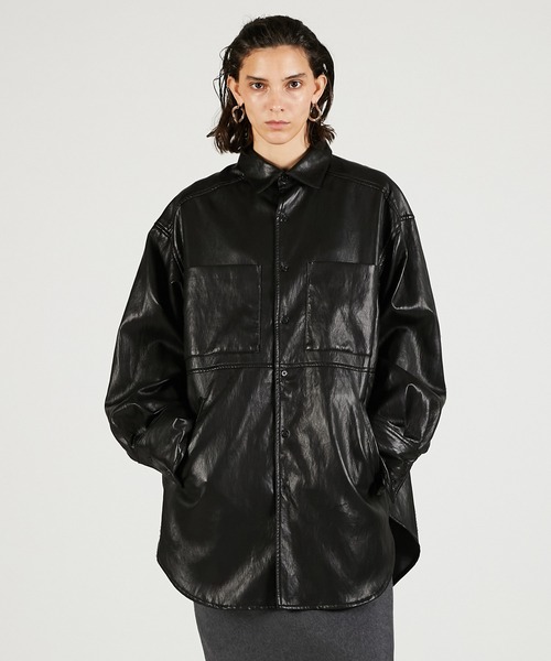 シンセティックレザーオーバーシャツ / Synthetic Leather Overshirt