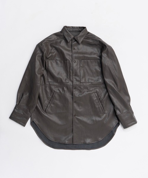 シンセティックレザーオーバーシャツ / Synthetic Leather Overshirt