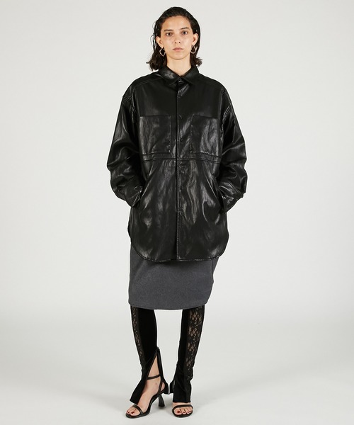 シンセティックレザーオーバーシャツ / Synthetic Leather