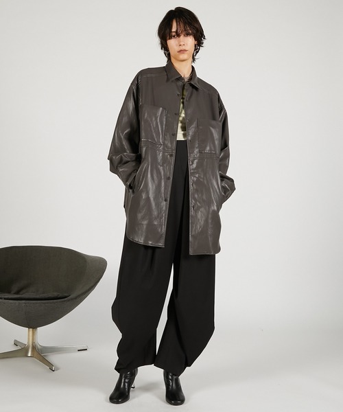 シンセティックレザーオーバーシャツ / Synthetic Leather Overshirt