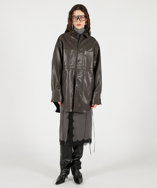 シンセティックレザーオーバーシャツ / Synthetic Leather Overshirt