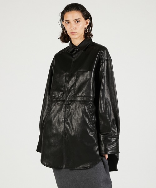 シンセティックレザーオーバーシャツ / Synthetic Leather Overshirt