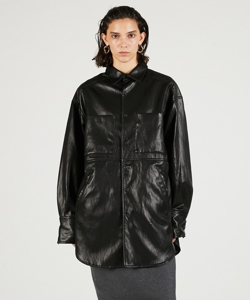 シンセティックレザーオーバーシャツ / Synthetic Leather Overshirt