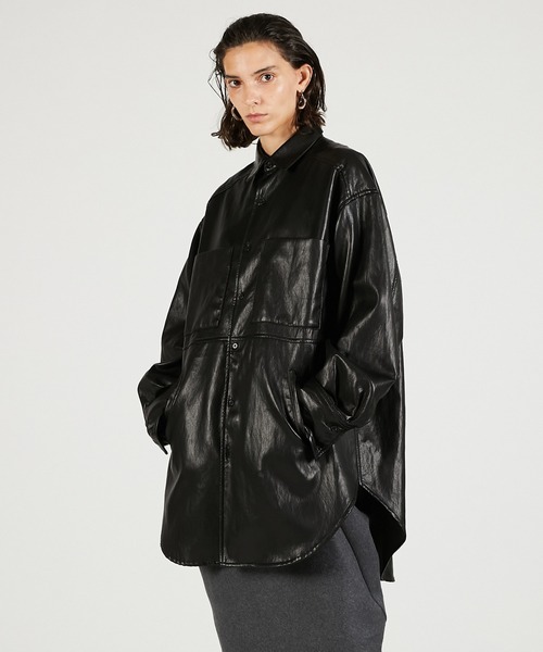 プランクプロジェクト　今季新作　レザーシャツジャケット シンセティックレザーオーバーシャツ / Synthetic Leather Overshirt