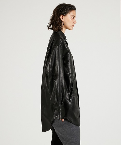 シンセティックレザーオーバーシャツ / Synthetic Leather Overshirt