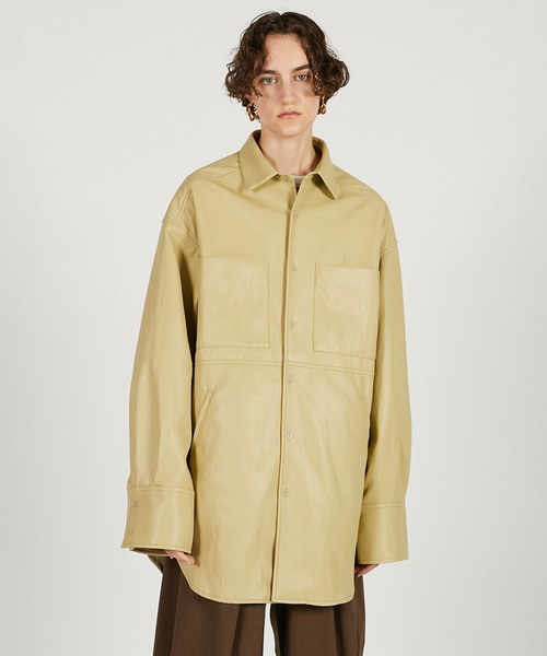 プランクプロジェクト　今季新作　レザーシャツジャケット シンセティックレザーオーバーシャツ / Synthetic Leather Overshirt