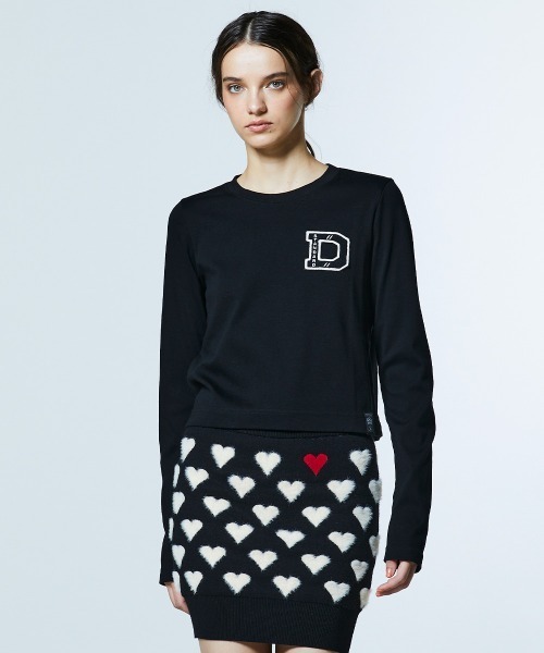 DOUBLE STANDARD CLOTHING（ダブルスタンダードクロージング）の「Dロゴ フライスロンT（Tシャツ/カットソー・レディース・オフホワイト/ブラック・FREE）」の2枚目の写真