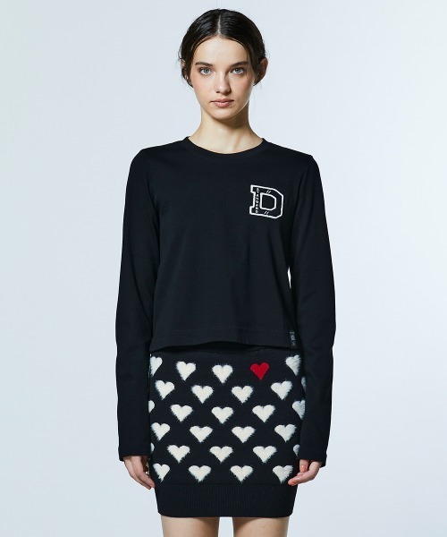 DOUBLE STANDARD CLOTHING（ダブルスタンダードクロージング）の「Dロゴ フライスロンT（Tシャツ/カットソー・レディース・オフホワイト/ブラック・FREE）」の3枚目の写真