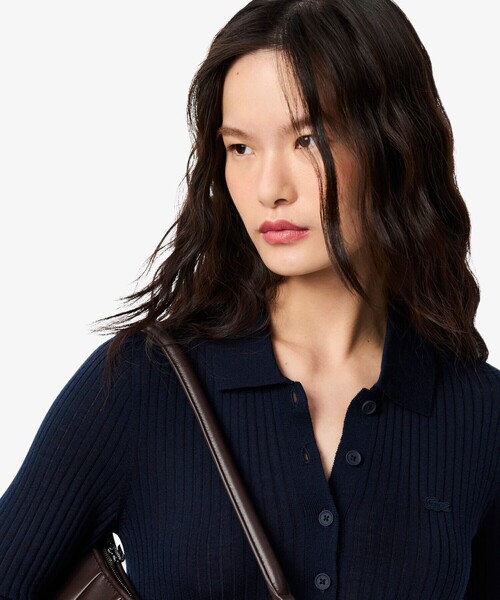 LACOSTE（ラコステ）の「3Dニッティングメリノウールポロセーター（ニット/セーター・レディース・ダークグリーン/ネイビー・36/38/34/40）」の11枚目の写真