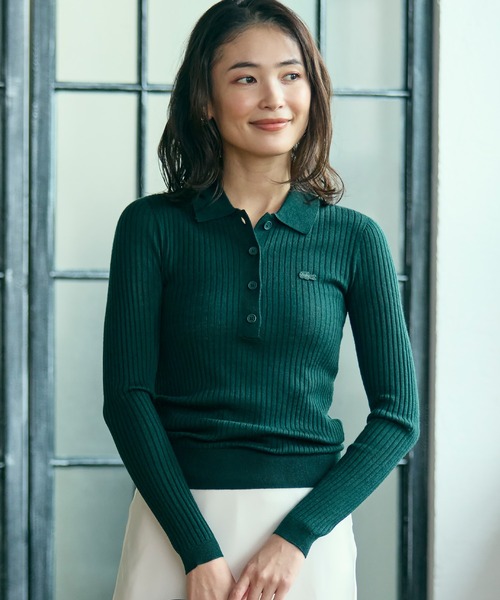 LACOSTE（ラコステ）の「3Dニッティングメリノウールポロセーター（ニット/セーター・レディース・ダークグリーン/ネイビー・36/38/34/40）」の21枚目の写真