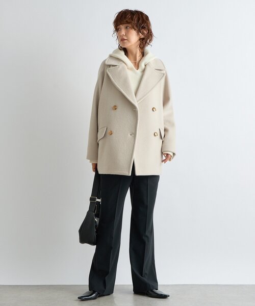 RIVE DROITE(リヴドロワ)の「【フードがアクセントに】ウール100ホールガーメントフーディ(ニット/セーター・レディース・チャコールグレー/オフホワイト・FREE)」の6枚目の写真