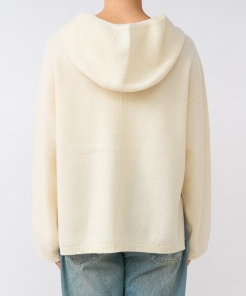 RIVE DROITE(リヴドロワ)の「【フードがアクセントに】ウール100ホールガーメントフーディ(ニット/セーター・レディース・チャコールグレー/オフホワイト・FREE)」の9枚目の写真