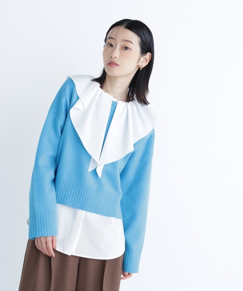 NATURAL BEAUTY BASIC（ナチュラルビューティーベーシック）の「◇【ちょうど、いい服】着れば納得！名品ジャガードニット（ニット/セーター・レディース・チャコールグレー/オフホワイト/ブルー/ダークブラウン・FREE）」の4枚目の写真