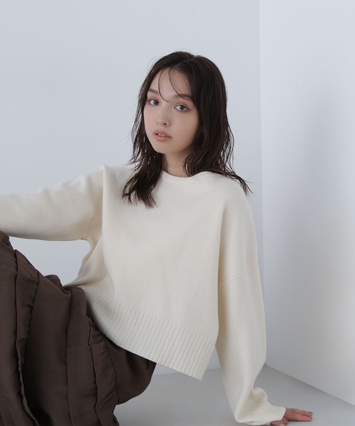 NATURAL BEAUTY BASIC（ナチュラルビューティーベーシック）の「◇【ちょうど、いい服】着れば納得！名品ジャガードニット（ニット/セーター・レディース・チャコールグレー/オフホワイト/ブルー/ダークブラウン・FREE）」の7枚目の写真