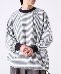 GLOSTER | 【配色リブが映える主役ボーダー】Helloボーダー ロングスリーブTシャツ(Tシャツ/カットソー)