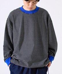 GLOSTER | 【配色リブが映える主役ボーダー】Helloボーダー ロングスリーブTシャツ(Tシャツ/カットソー)