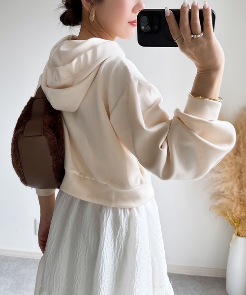 &. NOSTALGIA(アンドドットノスタルジア)の「【ZOZO限定】ビッグリボンパーカー(パーカー・レディース・グレー/アイボリー・M)」の7枚目の写真