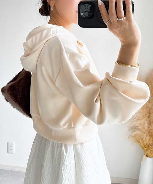 &. NOSTALGIA(アンドドットノスタルジア)の「【ZOZO限定】ビッグリボンパーカー(パーカー・レディース・グレー/アイボリー・M)」の8枚目の写真