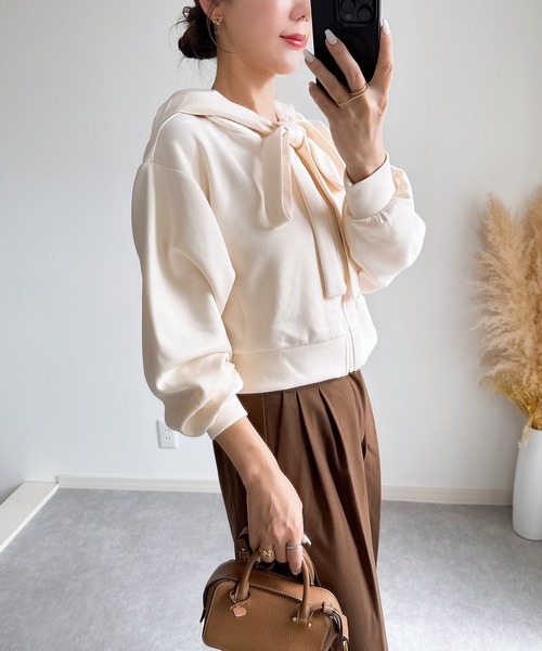 &. NOSTALGIA(アンドドットノスタルジア)の「【ZOZO限定】ビッグリボンパーカー(パーカー・レディース・グレー/アイボリー・M)」の10枚目の写真