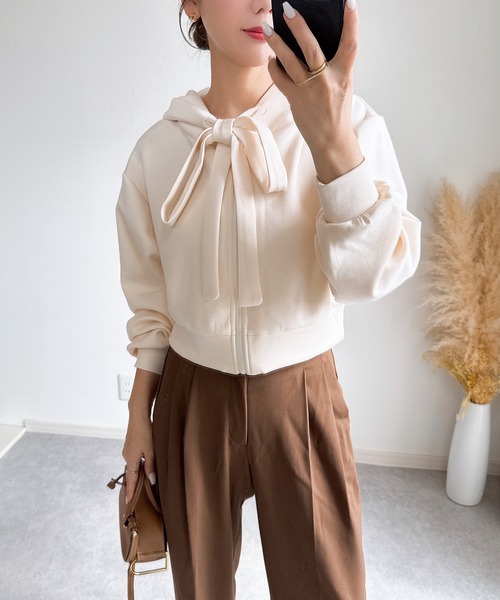 &. NOSTALGIA(アンドドットノスタルジア)の「【ZOZO限定】ビッグリボンパーカー(パーカー・レディース・グレー/アイボリー・M)」の14枚目の写真