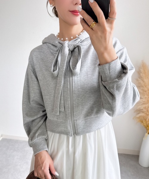 &. NOSTALGIA(アンドドットノスタルジア)の「【ZOZO限定】ビッグリボンパーカー(パーカー・レディース・グレー/アイボリー・M)」の22枚目の写真