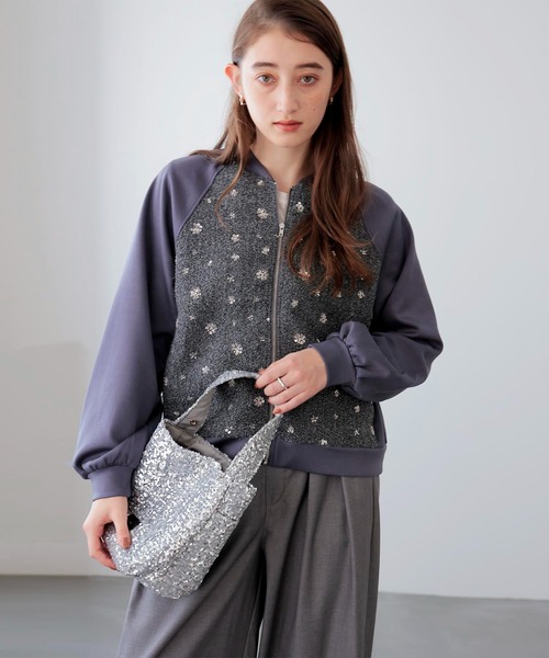 Jines（ジネス）の「スパンコール バケツ型ワンショルダ―バッグ【BEAURE/ビュレ】（トートバッグ・レディース・シルバー/ブラック・フリー）」の8枚目の写真