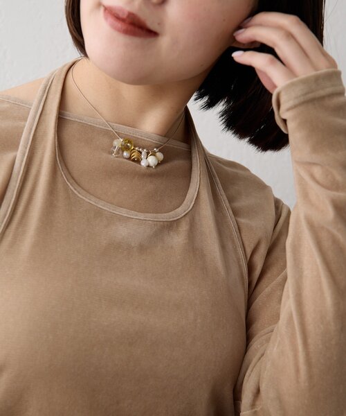 ear PAPILLONNER（イアパピヨネ）の「《インフルエンサーuchida企画》天然石スライドロープネックレス（ネックレス・レディース・アイボリー/モカ・FREE）」の11枚目の写真