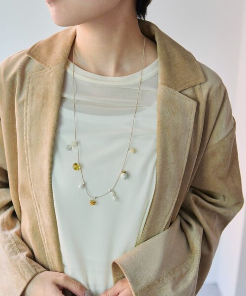 ear PAPILLONNER（イアパピヨネ）の「《インフルエンサーuchida企画》天然石スライドロープネックレス（ネックレス・レディース・アイボリー/モカ・FREE）」の13枚目の写真