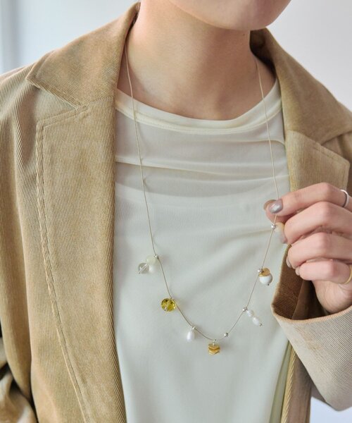 ear PAPILLONNER（イアパピヨネ）の「《インフルエンサーuchida企画》天然石スライドロープネックレス（ネックレス・レディース・アイボリー/モカ・FREE）」の16枚目の写真