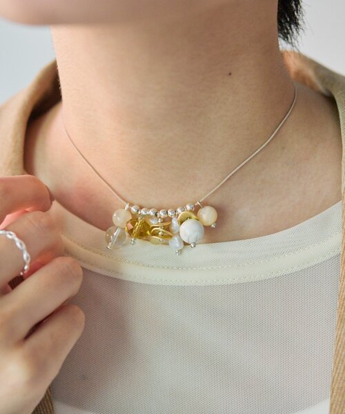 ear PAPILLONNER（イアパピヨネ）の「《インフルエンサーuchida企画》天然石スライドロープネックレス（ネックレス・レディース・アイボリー/モカ・FREE）」の17枚目の写真