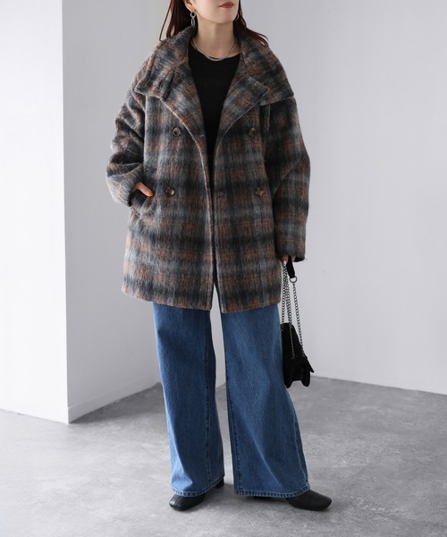 Riberry(リベリー)の「チェック柄ミドルコート(その他アウター・レディース・ブルー/オレンジ・MEDIUM)」の19枚目の写真