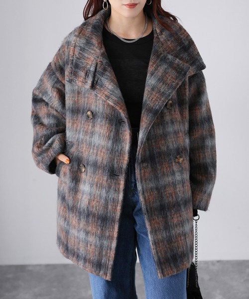 セール】チェック柄ミドルコート（その他アウター）｜Riberry