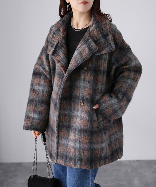 Riberry(リベリー)の「チェック柄ミドルコート(その他アウター・レディース・ブルー/オレンジ・MEDIUM)」の21枚目の写真