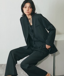 パンツスーツ ノーカラージャケット」に該当するレディース