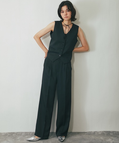 ジレ＆ノーカラージャケット＆パンツ3点セットスーツ（スーツセット