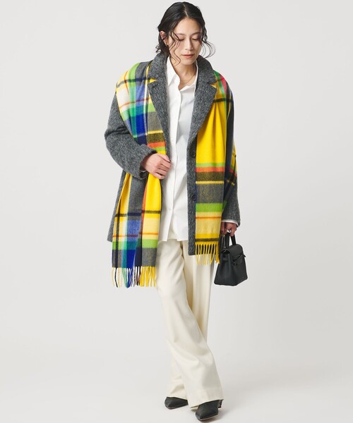 Joshua Ellis（ジョシュアエリス）の「＜Joshua Ellis＞カシミヤ チェック マフラー（マフラー・レディース・ターコイズブルー系/レッド/イエロー・FREE）」の6枚目の写真