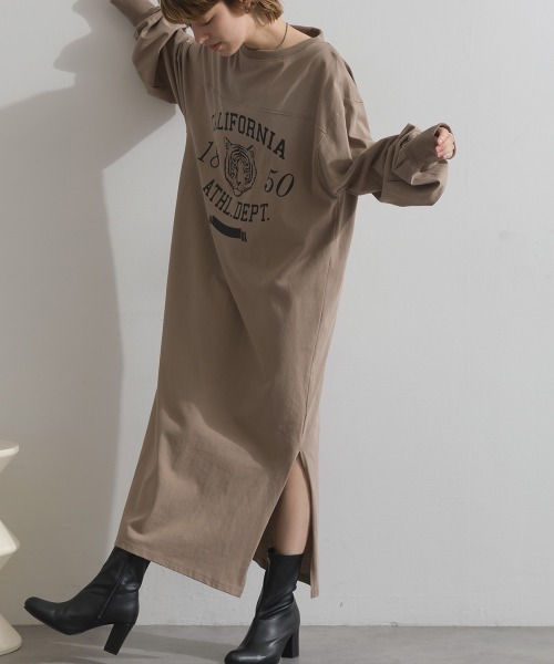 enhaut(アンオート)の「OE天竺 ロゴ&タイガー プリント ワンピース(ワンピース・レディース・アイボリー/グレイッシュベージュ/グリーン・FREE)」の9枚目の写真