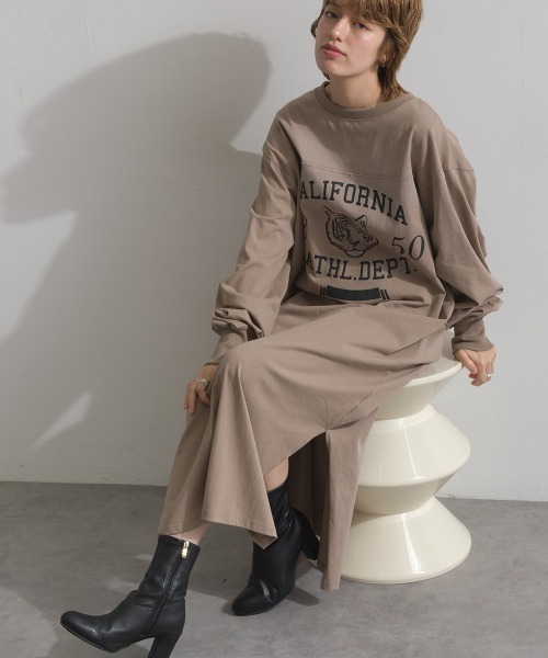 enhaut(アンオート)の「OE天竺 ロゴ&タイガー プリント ワンピース(ワンピース・レディース・アイボリー/グレイッシュベージュ/グリーン・FREE)」の12枚目の写真