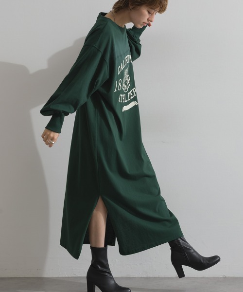 enhaut(アンオート)の「OE天竺 ロゴ&タイガー プリント ワンピース(ワンピース・レディース・アイボリー/グレイッシュベージュ/グリーン・FREE)」の14枚目の写真