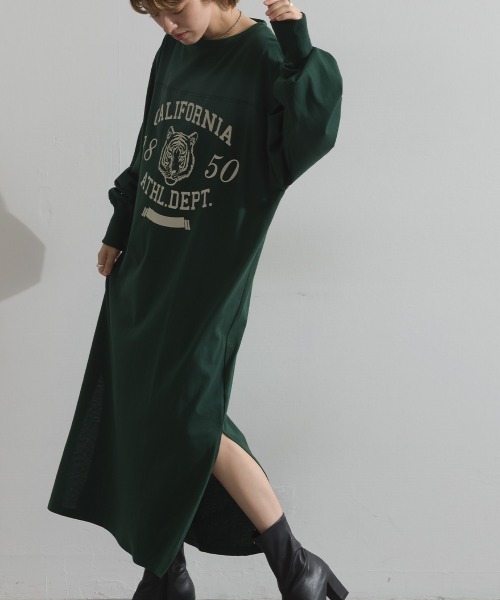enhaut(アンオート)の「OE天竺 ロゴ&タイガー プリント ワンピース(ワンピース・レディース・アイボリー/グレイッシュベージュ/グリーン・FREE)」の17枚目の写真