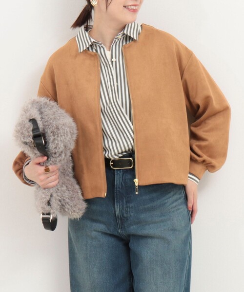 MICO COULIER（ミコクリエ）の「マシュマロスエードブルゾン（ブルゾン・レディース・チャコールグレー/ライトグレー/キャメル・38）」の3枚目の写真