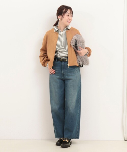 MICO COULIER（ミコクリエ）の「マシュマロスエードブルゾン（ブルゾン・レディース・チャコールグレー/ライトグレー/キャメル・38）」の4枚目の写真