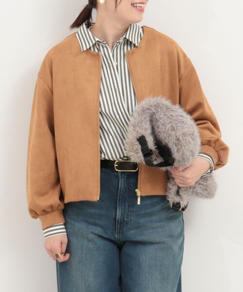 MICO COULIER（ミコクリエ）の「マシュマロスエードブルゾン（ブルゾン・レディース・チャコールグレー/ライトグレー/キャメル・38）」の5枚目の写真