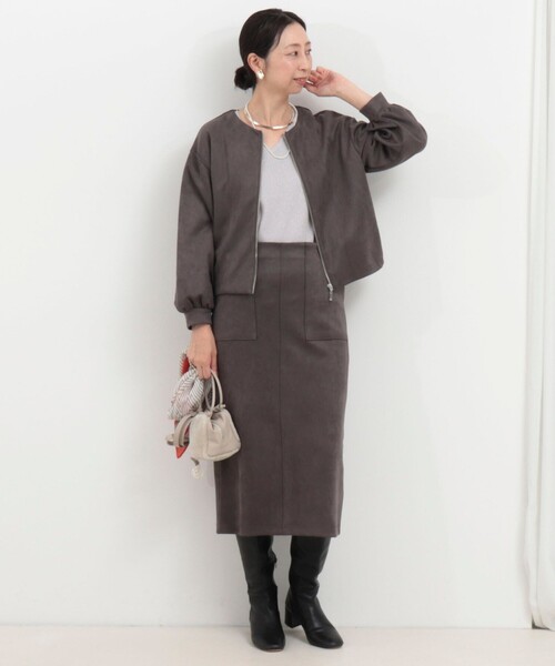 MICO COULIER（ミコクリエ）の「マシュマロスエードブルゾン（ブルゾン・レディース・チャコールグレー/ライトグレー/キャメル・38）」の11枚目の写真