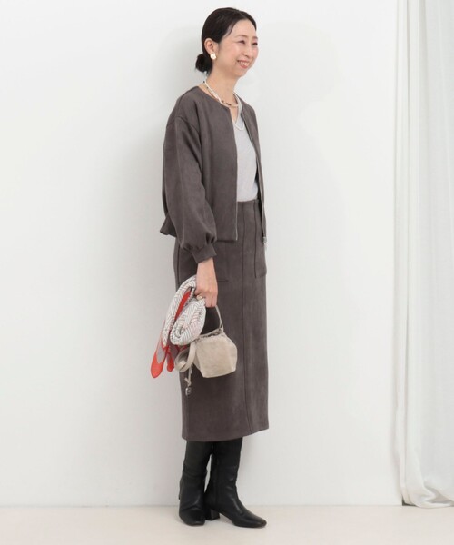 MICO COULIER（ミコクリエ）の「マシュマロスエードブルゾン（ブルゾン・レディース・チャコールグレー/ライトグレー/キャメル・38）」の13枚目の写真