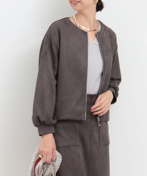MICO COULIER（ミコクリエ）の「マシュマロスエードブルゾン（ブルゾン・レディース・チャコールグレー/ライトグレー/キャメル・38）」の14枚目の写真